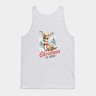 Cute deer in winter landscape in retro look Tank Top